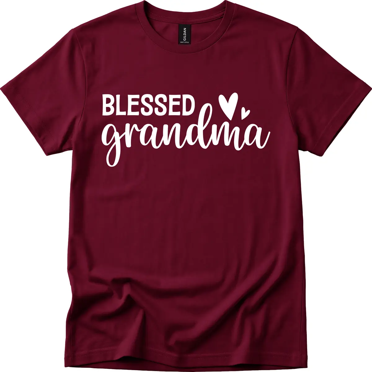 Blessed Grandma Script Typography T-Shirt in Maroon