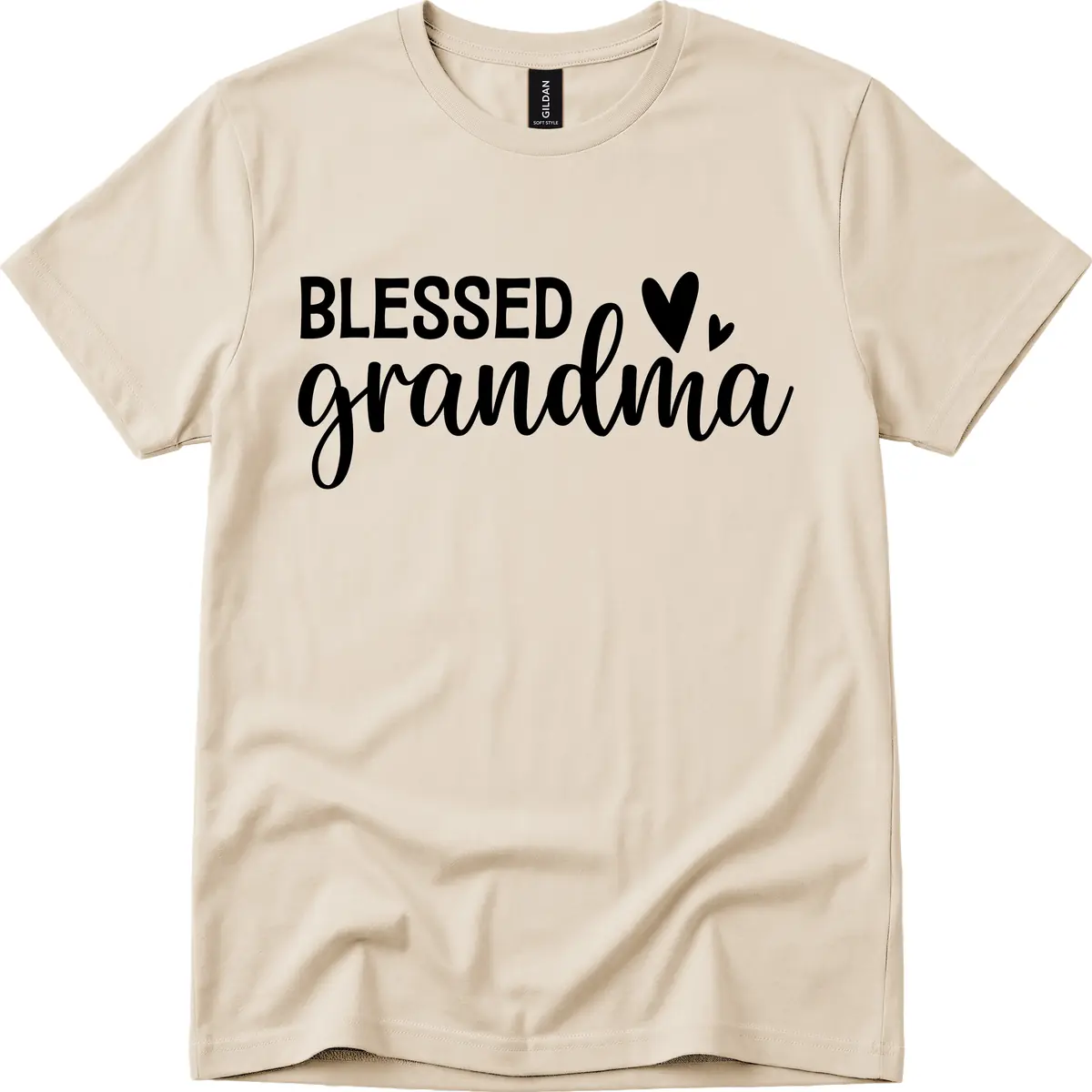 Blessed Grandma Script Typography T-Shirt in Sand