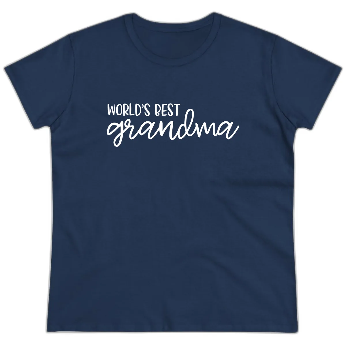 World's Best Grandma Typography Design Ladies Tee in Navy