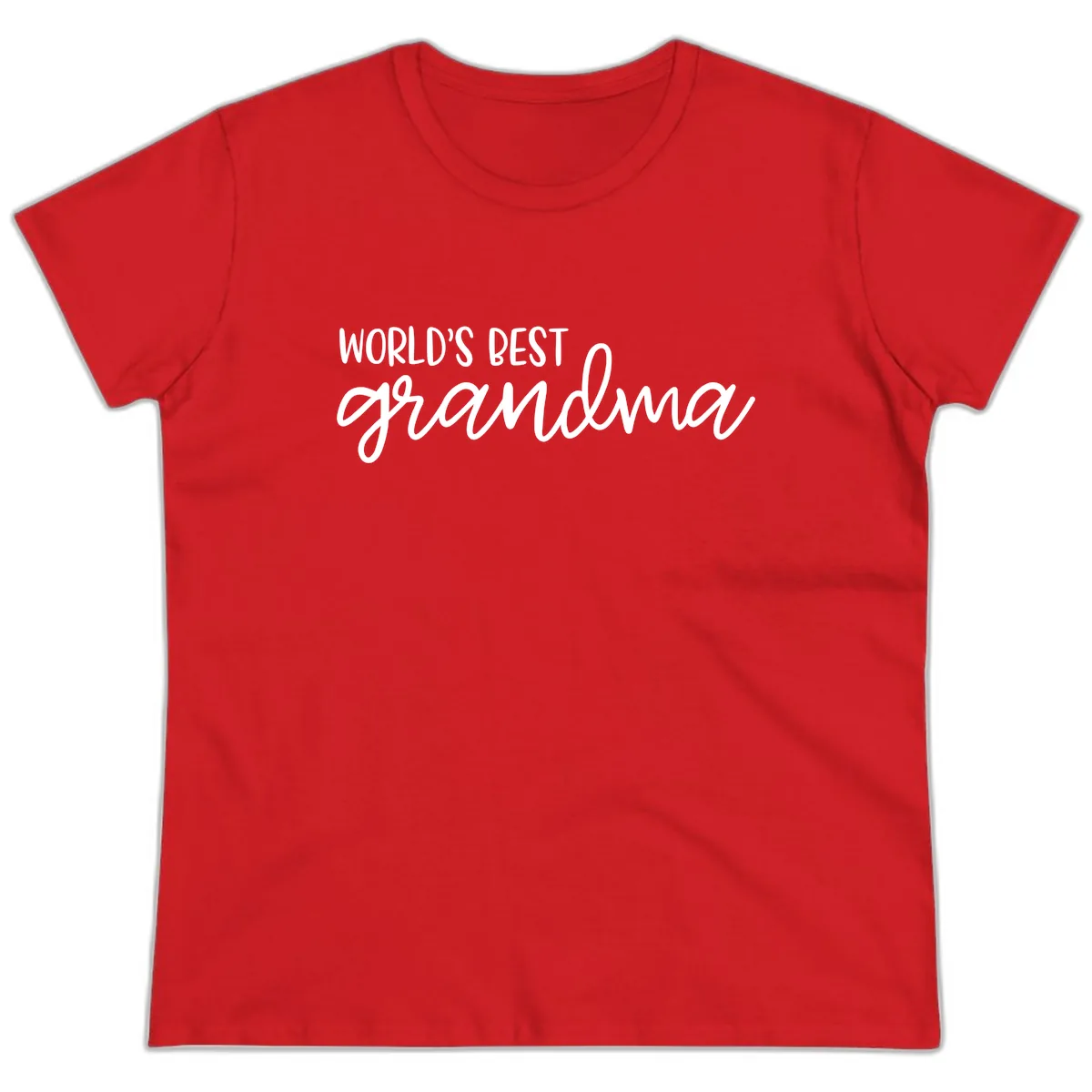 World's Best Grandma Typography Design Ladies Tee in Red