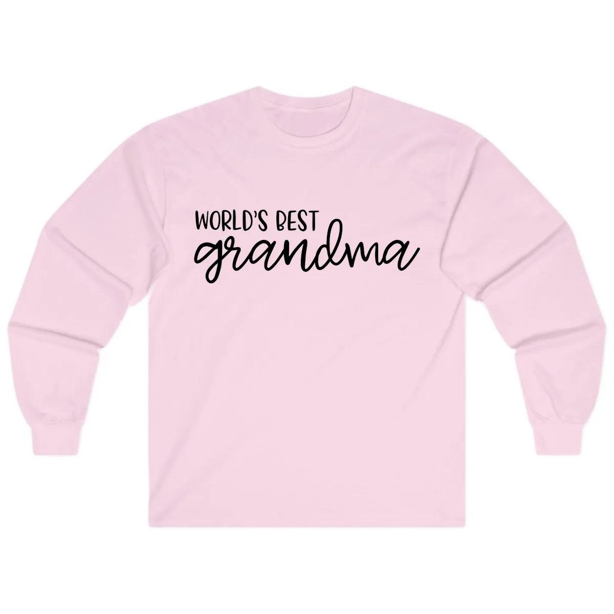 World's Best Grandma Typography Design Long Sleeve in Light Pink