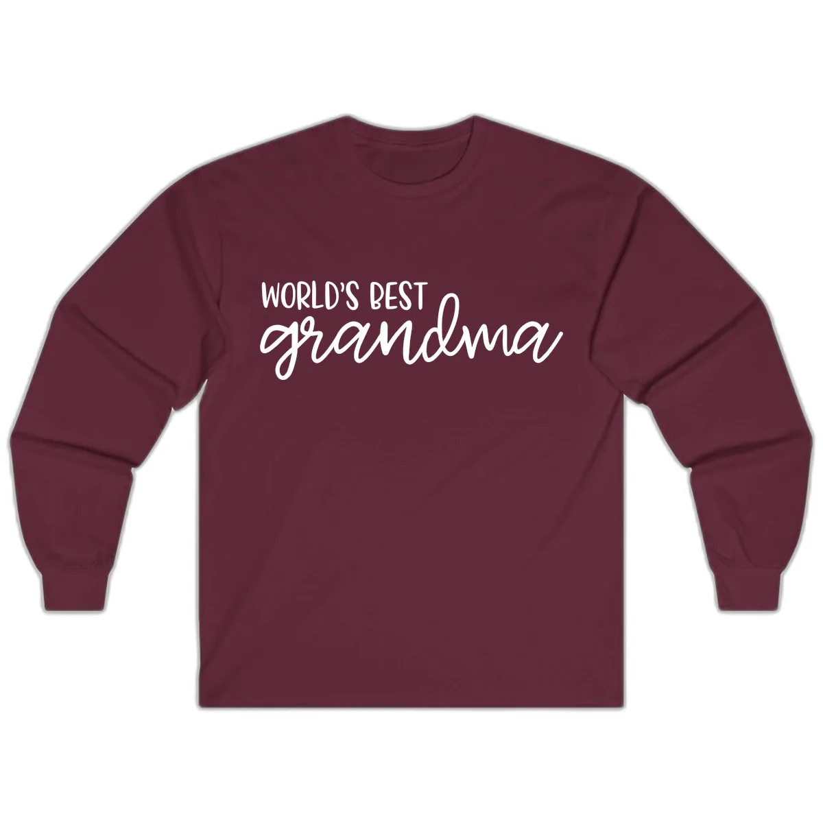 World's Best Grandma Typography Design Long Sleeve in Maroon