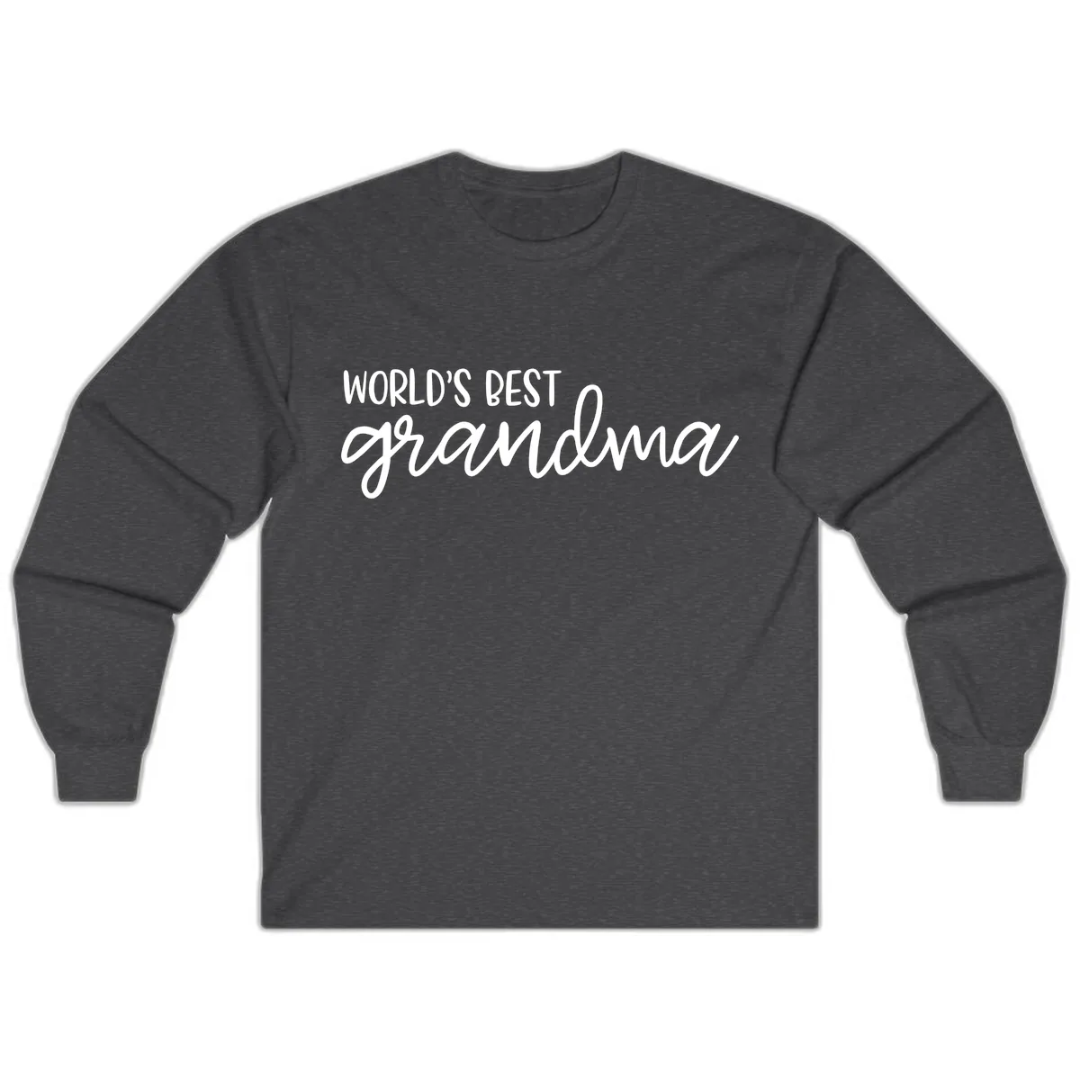World's Best Grandma Typography Design Long Sleeve in Dark Heather