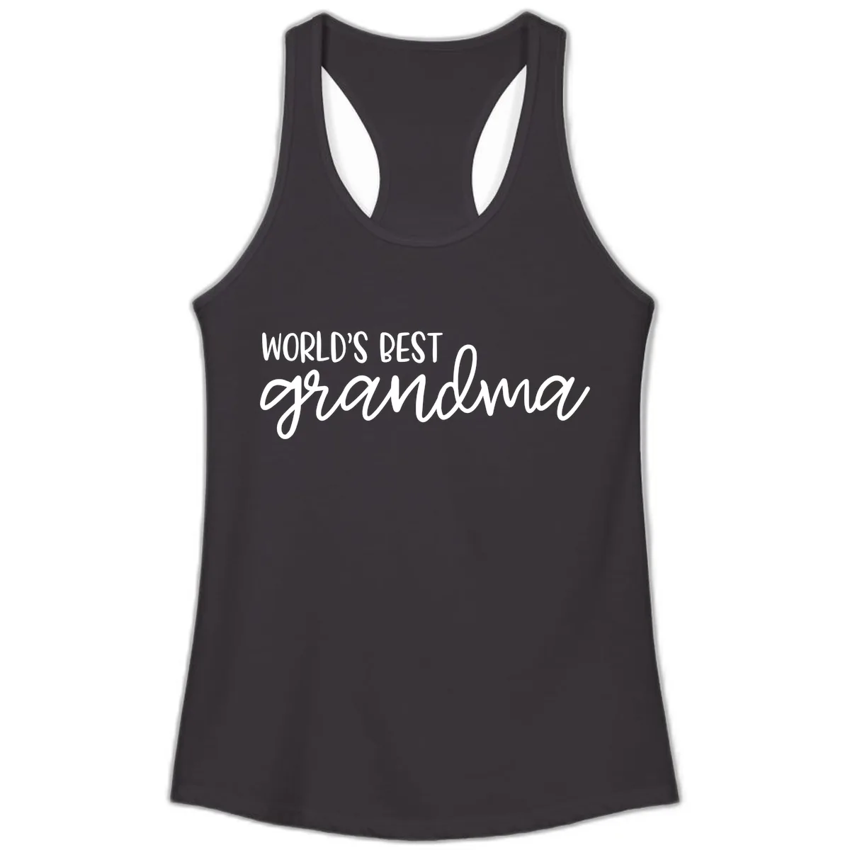 World's Best Grandma Typography Design Ladies Tank in Black