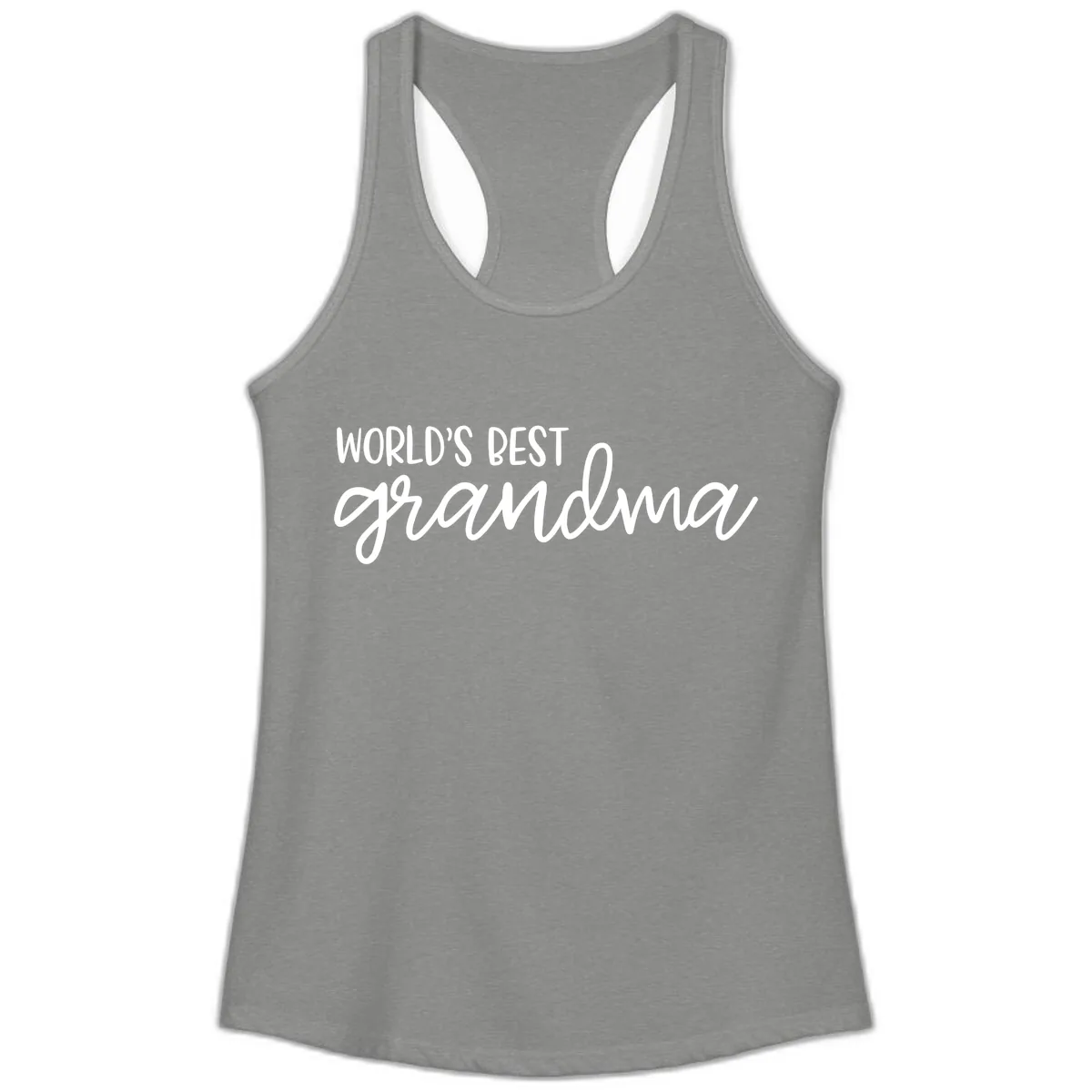 World's Best Grandma Typography Design Ladies Tank in Heather Grey