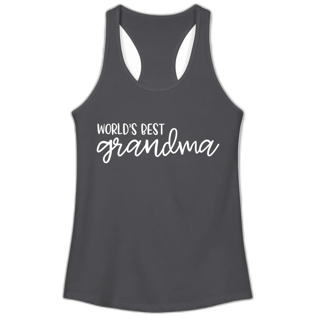 World's Best Grandma Typography Design Ladies Tank in Solid Dark Gray