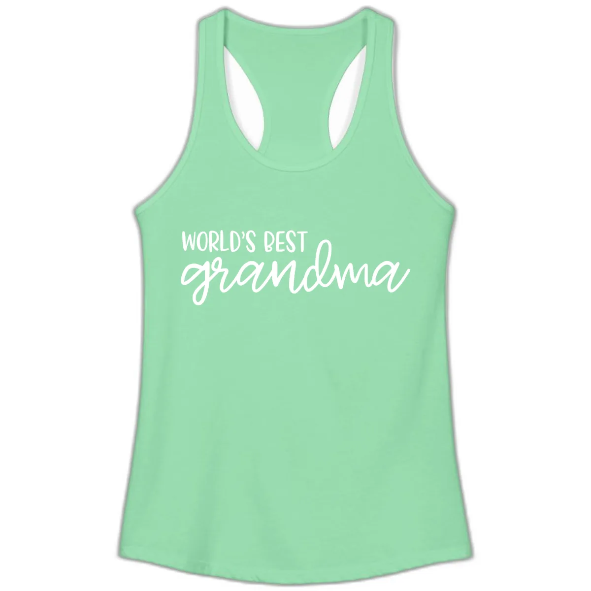 World's Best Grandma Typography Design Ladies Tank in Solid Mint