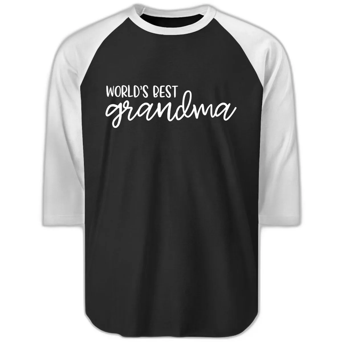 World's Best Grandma Typography Design Raglan 3/4 in Black White