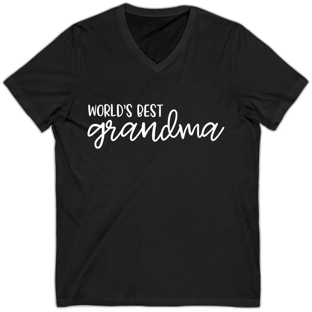 World's Best Grandma Typography Design V-Neck in Black