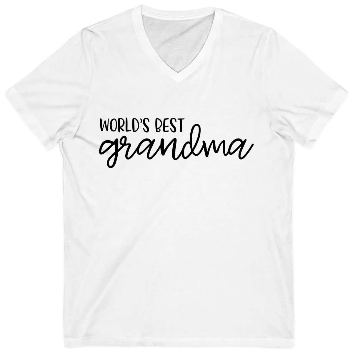 World's Best Grandma Typography Design V-Neck in White