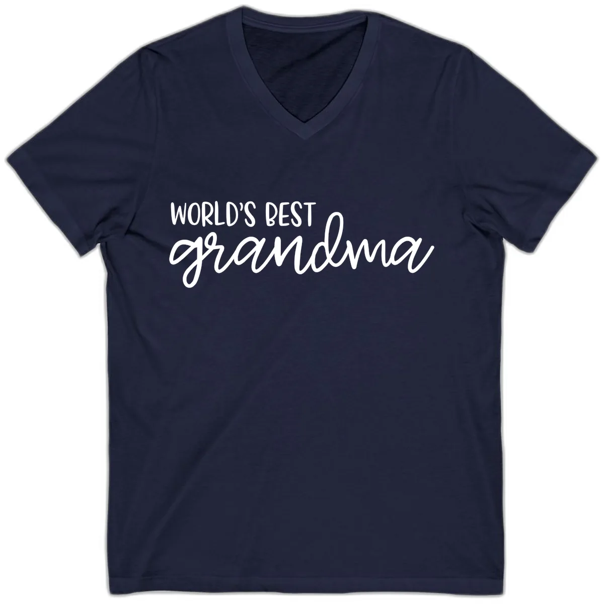World's Best Grandma Typography Design V-Neck in Navy