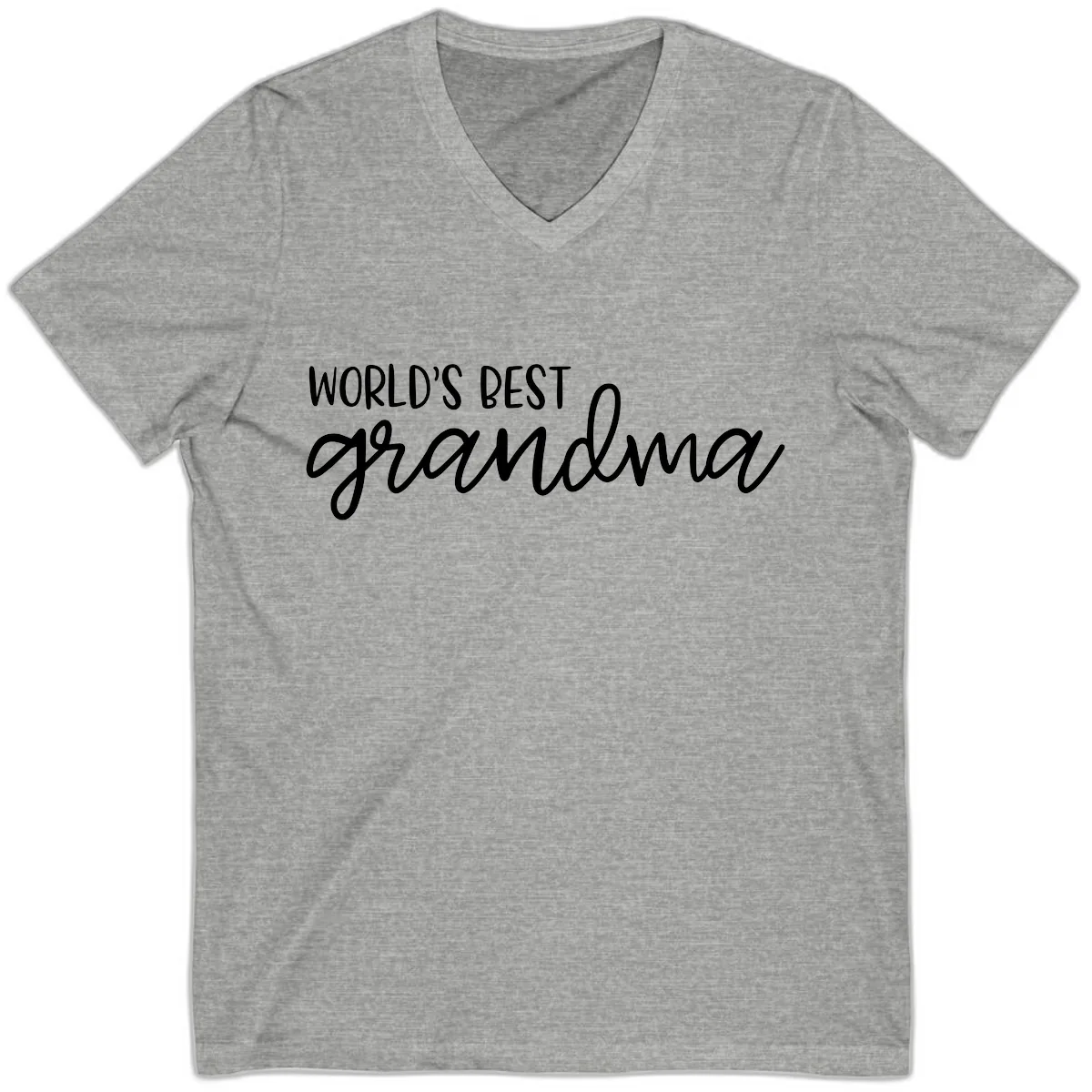 World's Best Grandma Typography Design V-Neck in Athletic Heather