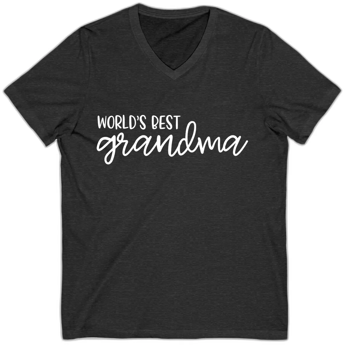 World's Best Grandma Typography Design V-Neck in Dark Grey Heather