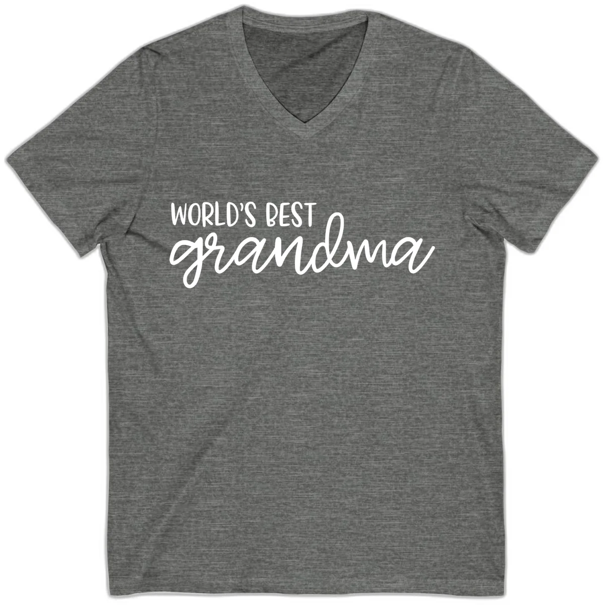 World's Best Grandma Typography Design V-Neck in Deep Heather