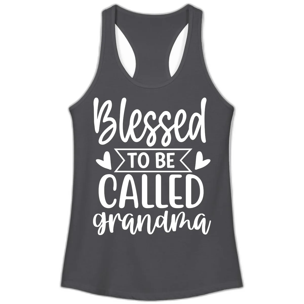 Blessed To Be Called Grandma Ladies Tank in Solid Dark Gray