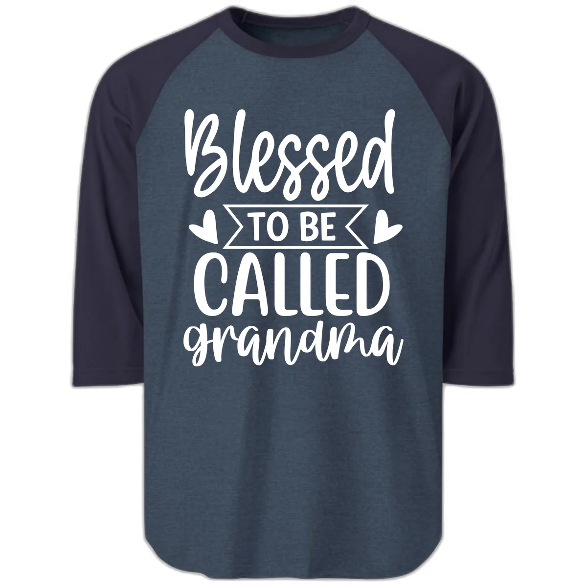 Blessed To Be Called Grandma Raglan 3/4 in Heather Denim Navy