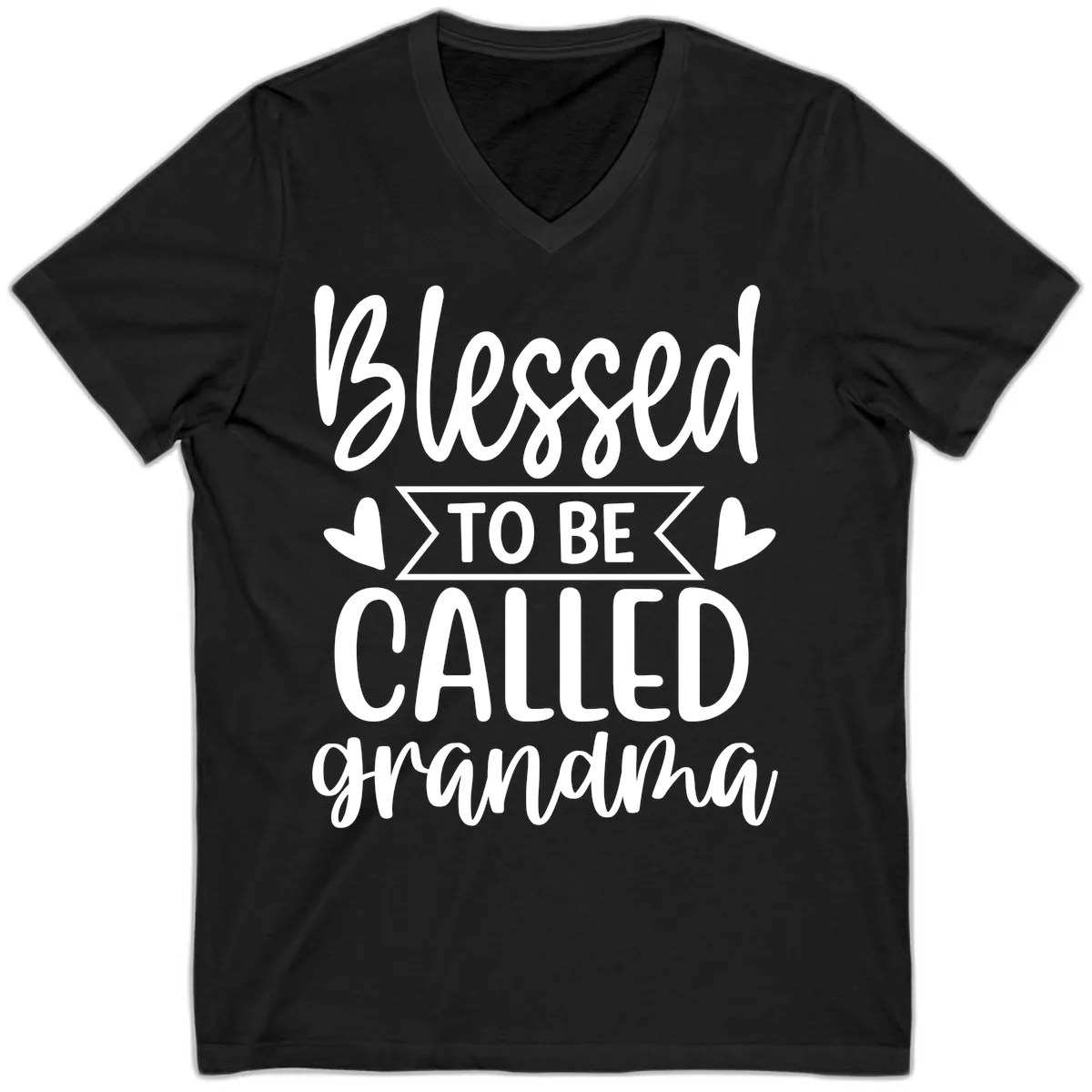 Blessed To Be Called Grandma V-Neck in Black