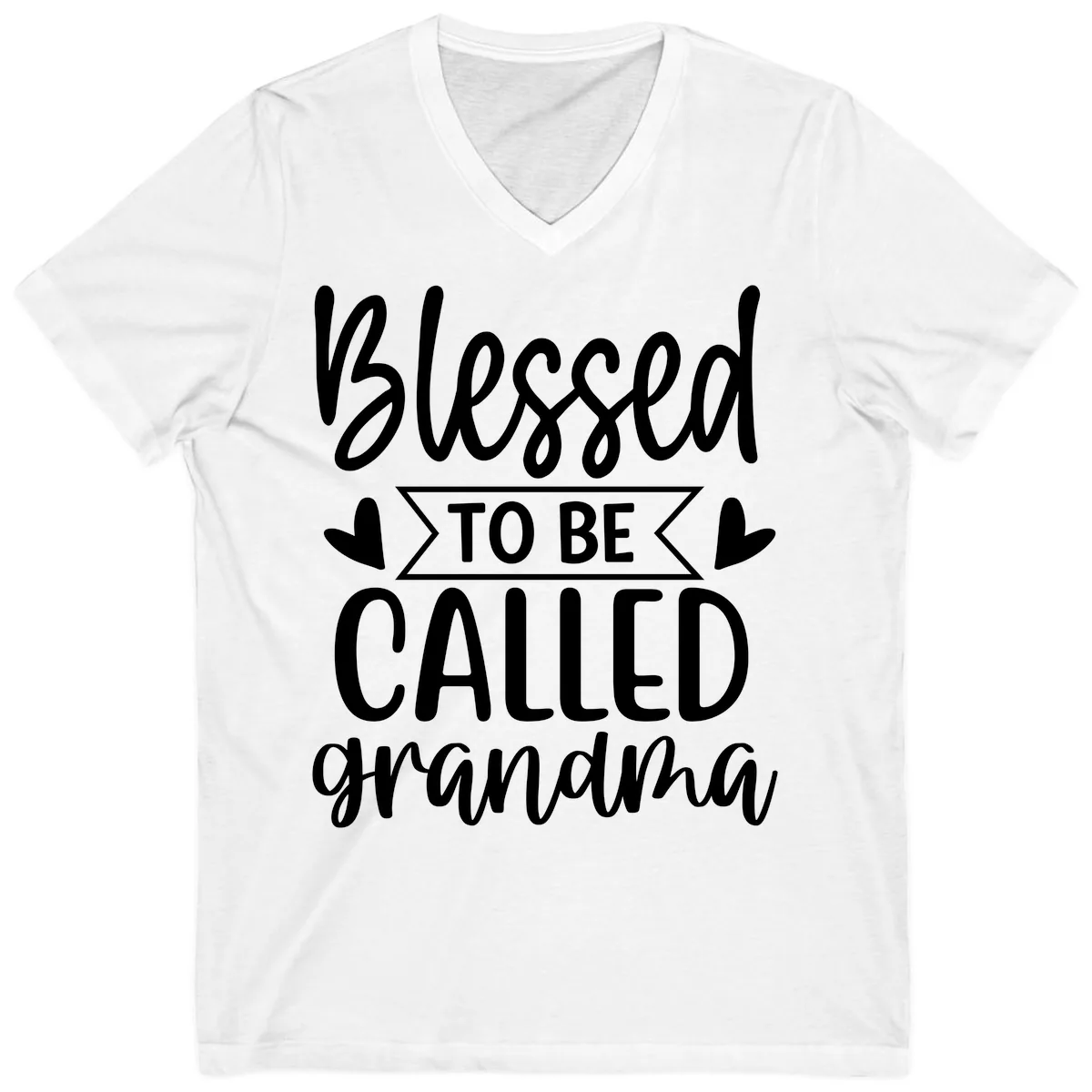 Blessed To Be Called Grandma V-Neck in White