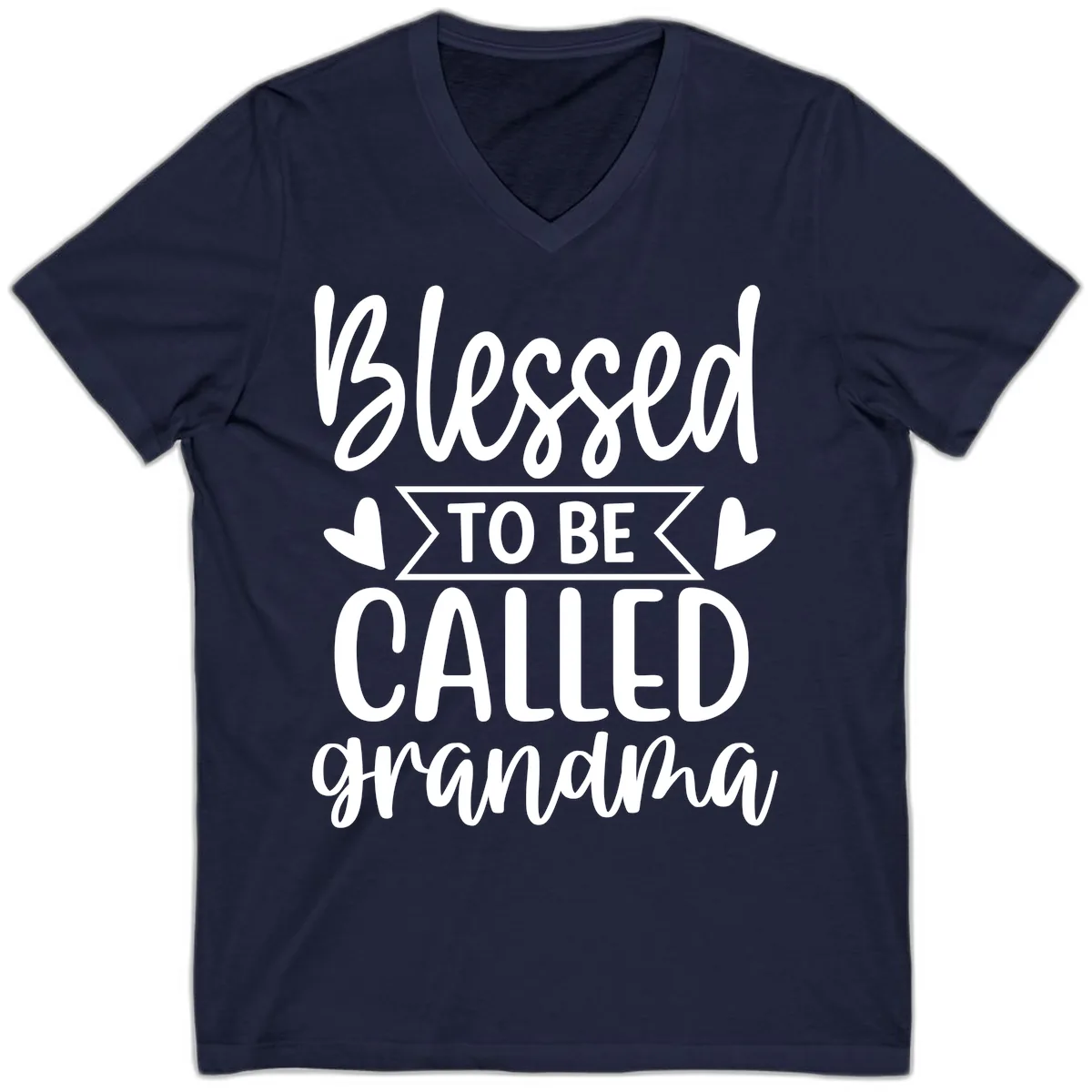 Blessed To Be Called Grandma V-Neck in Navy
