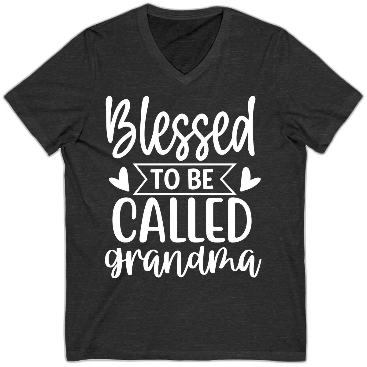 Blessed To Be Called Grandma V-Neck in Dark Grey Heather