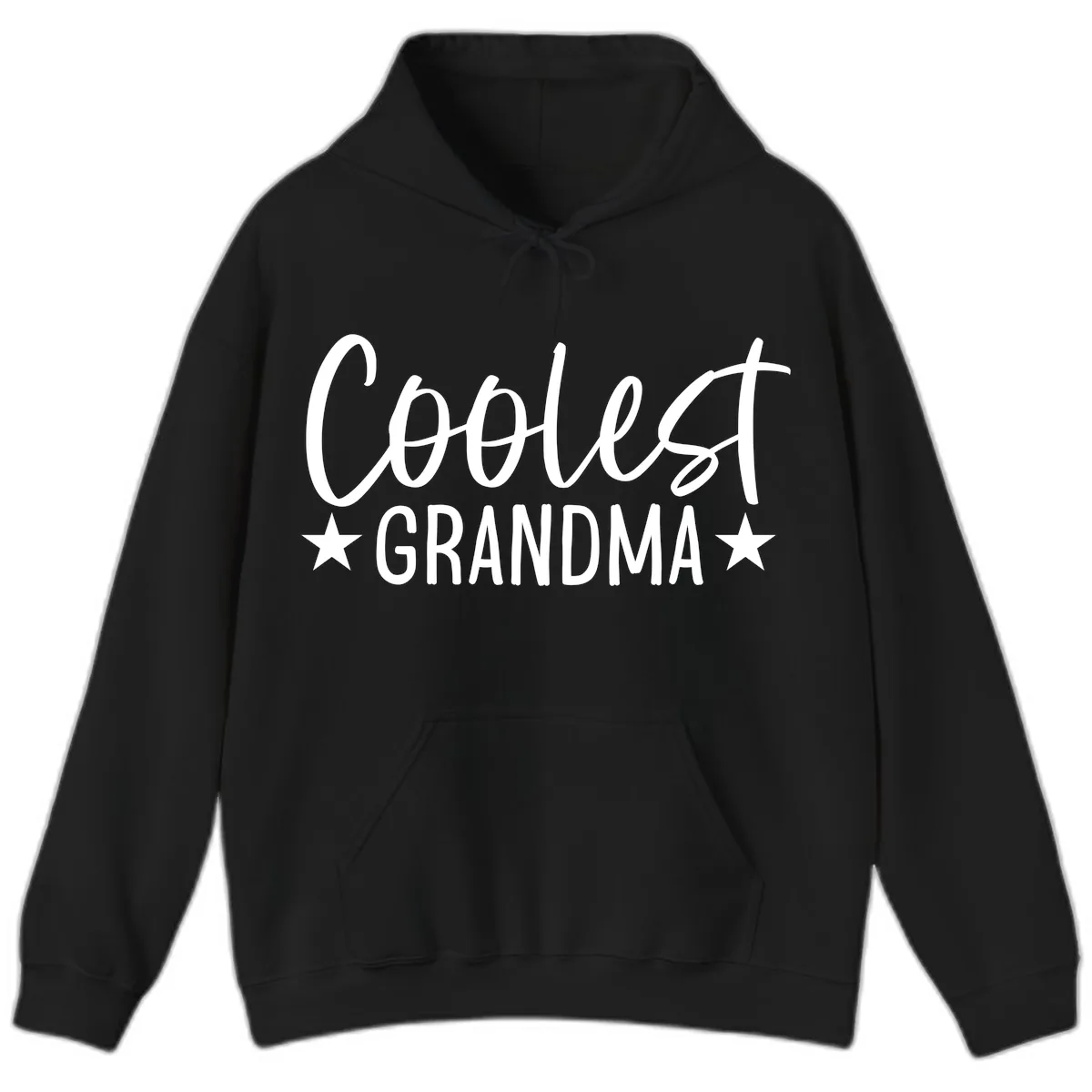 Coolest Grandma Typography Design Hoodie in Black