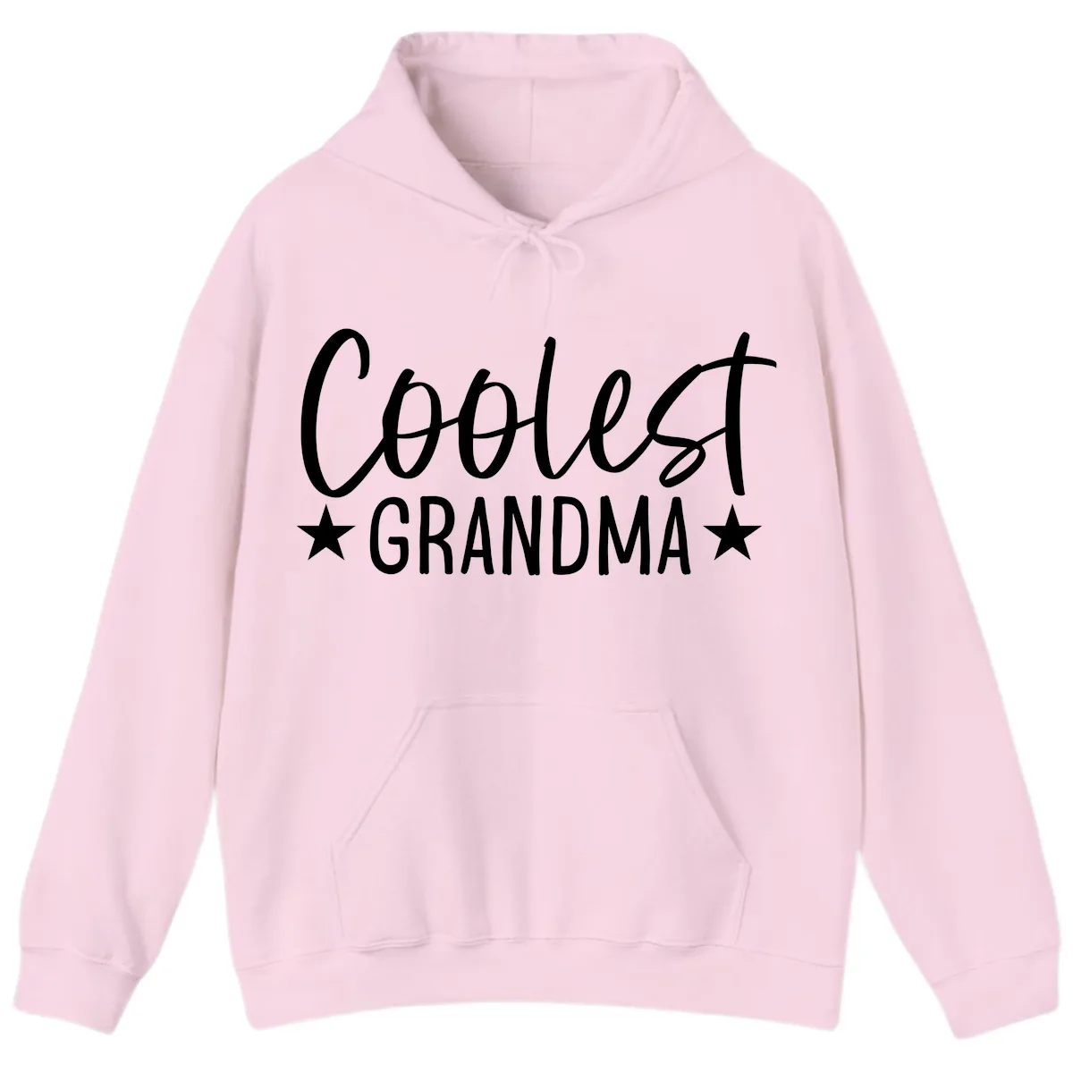 Coolest Grandma Typography Design Hoodie in Light Pink