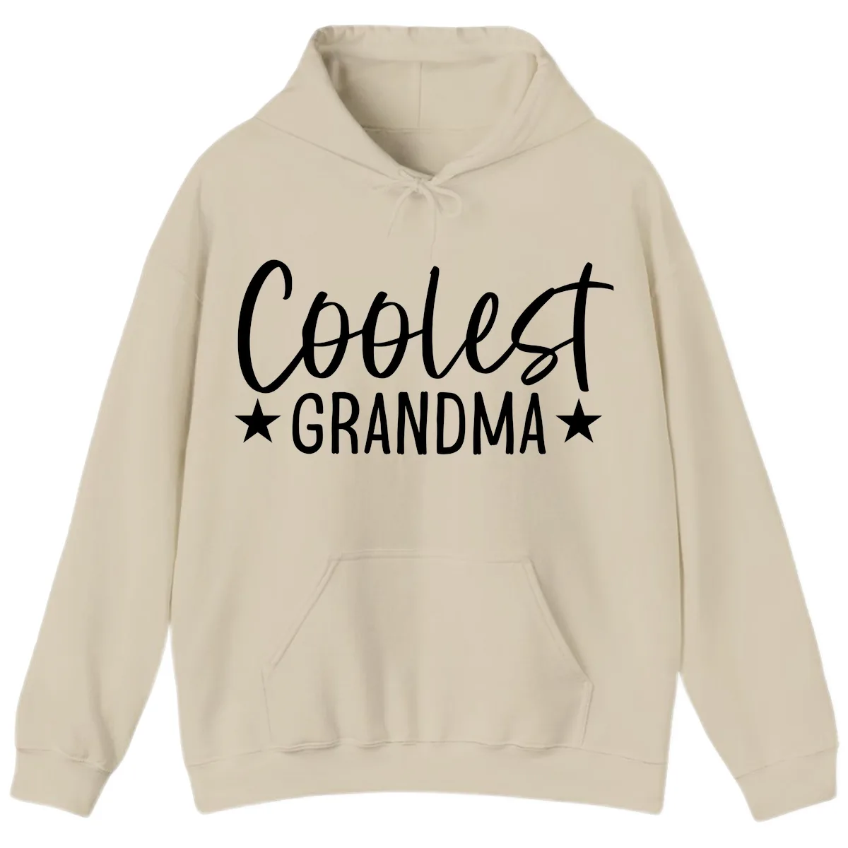 Coolest Grandma Typography Design Hoodie in Sand