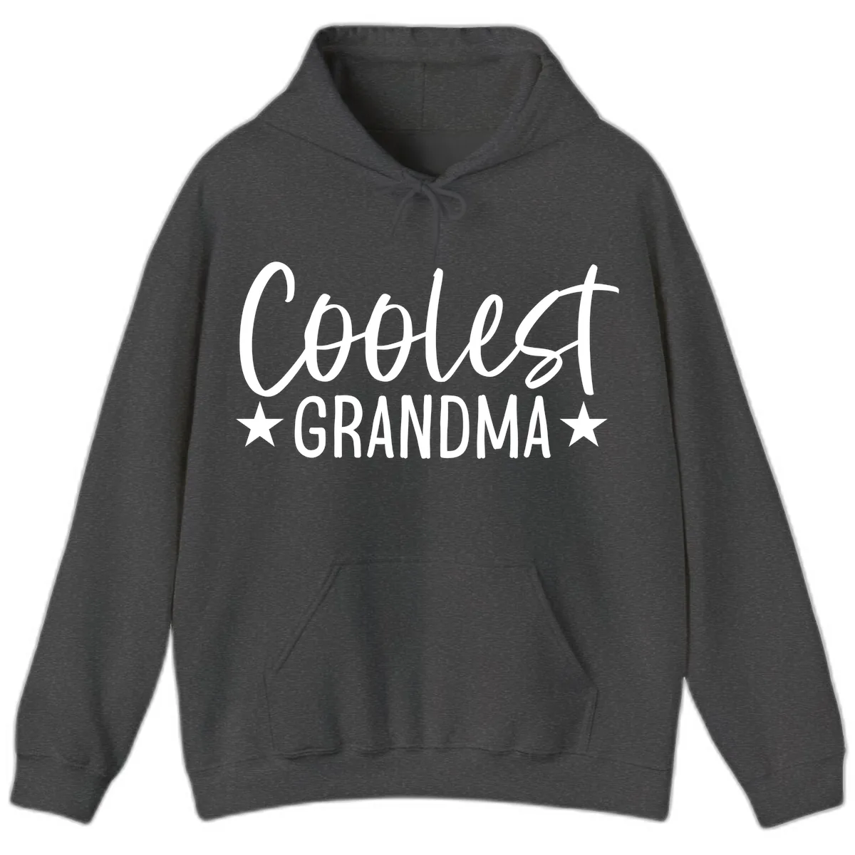 Coolest Grandma Typography Design Hoodie in Dark Heather