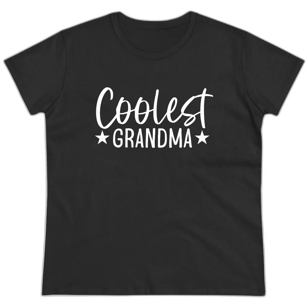 Coolest Grandma Typography Design Ladies Tee in Black