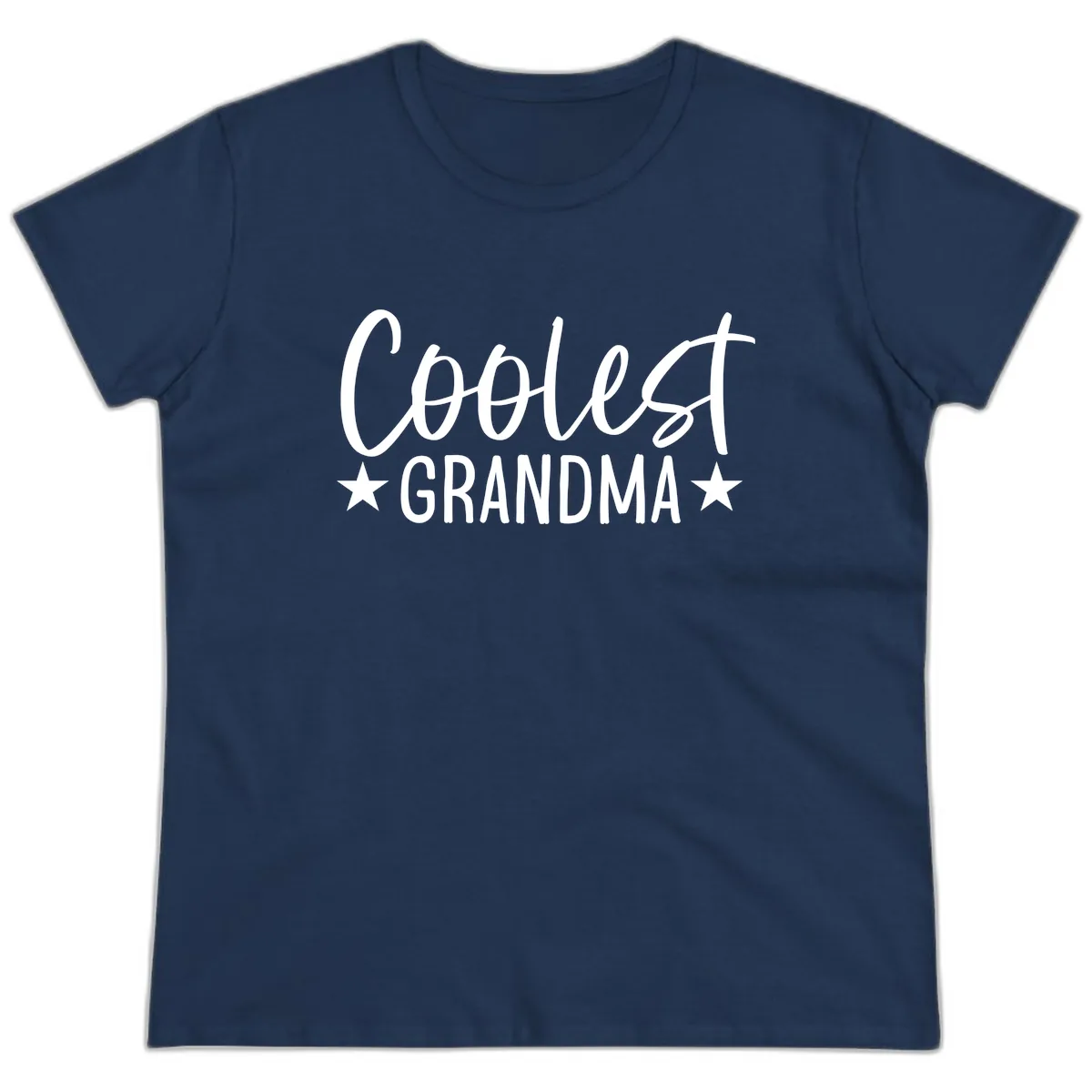 Coolest Grandma Typography Design Ladies Tee in Navy
