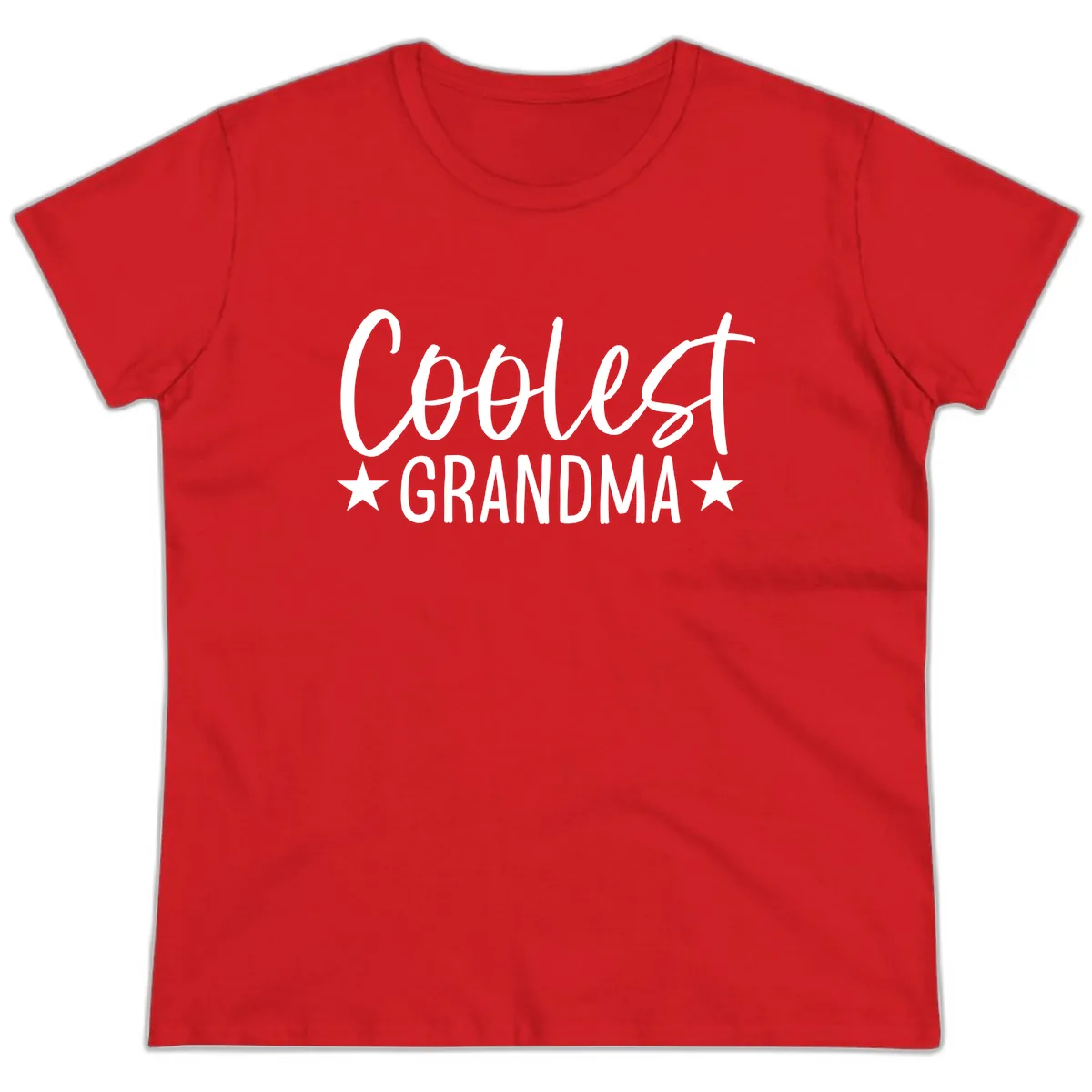 Coolest Grandma Typography Design Ladies Tee in Red
