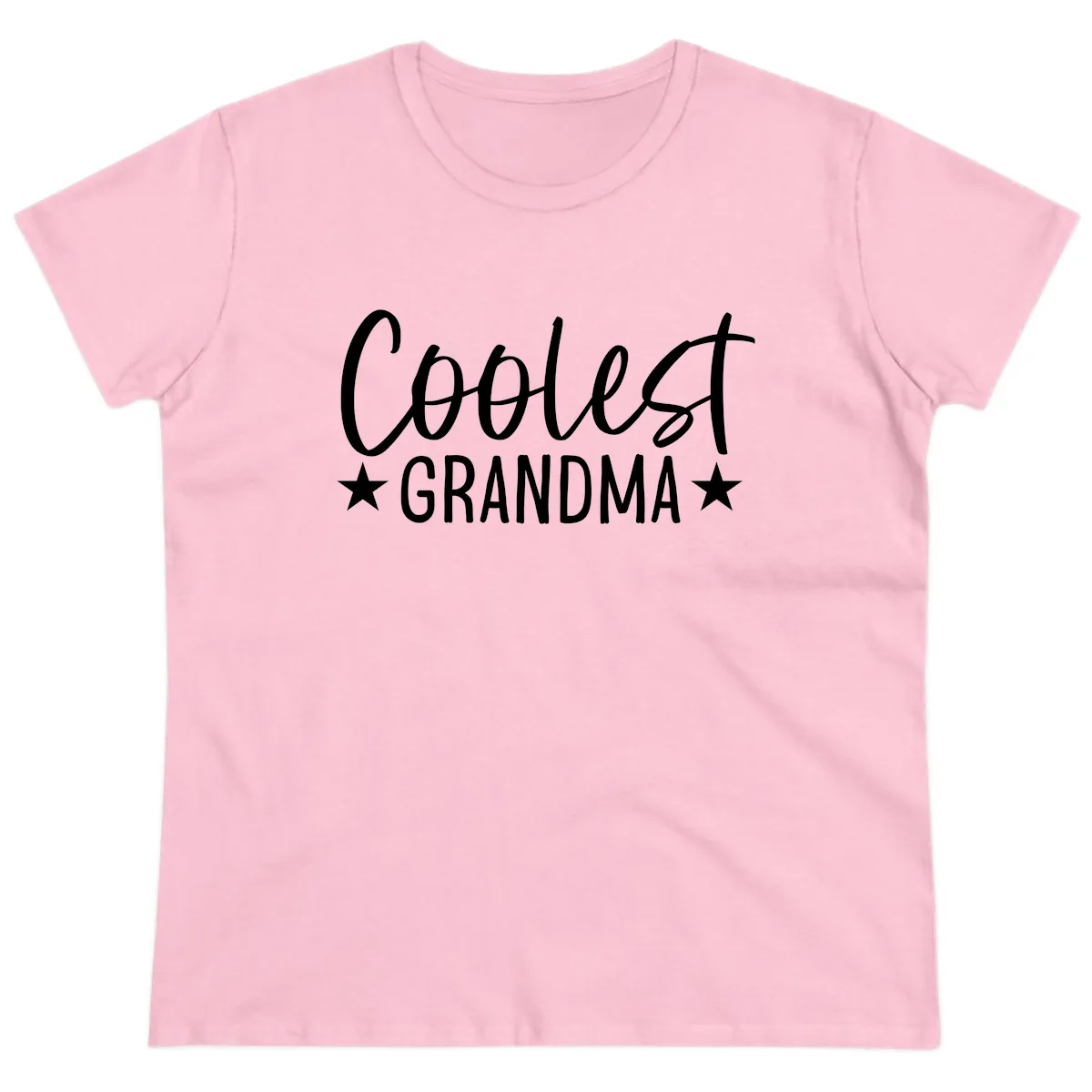 Coolest Grandma Typography Design Ladies Tee in Light Pink