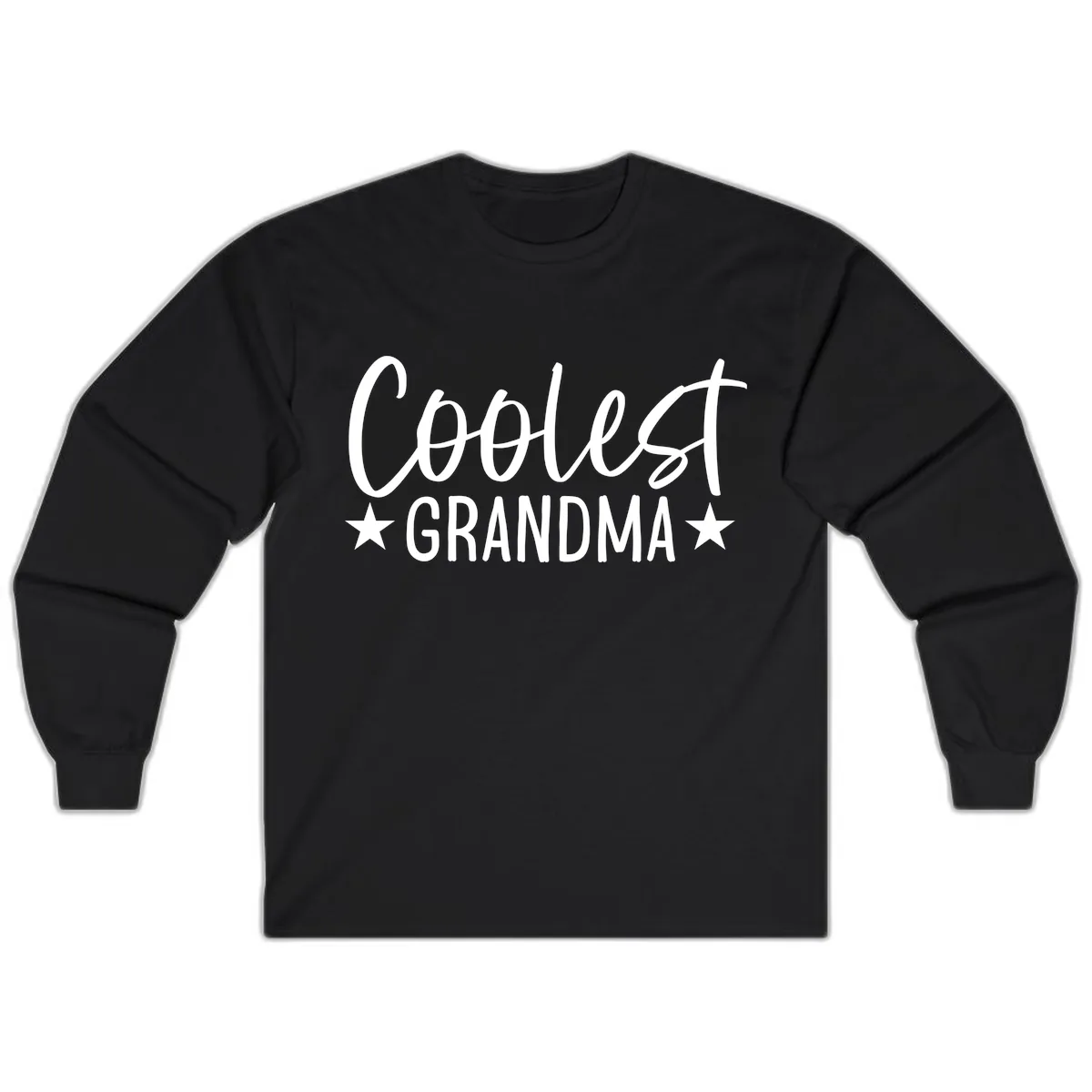 Coolest Grandma Typography Design Long Sleeve in Black