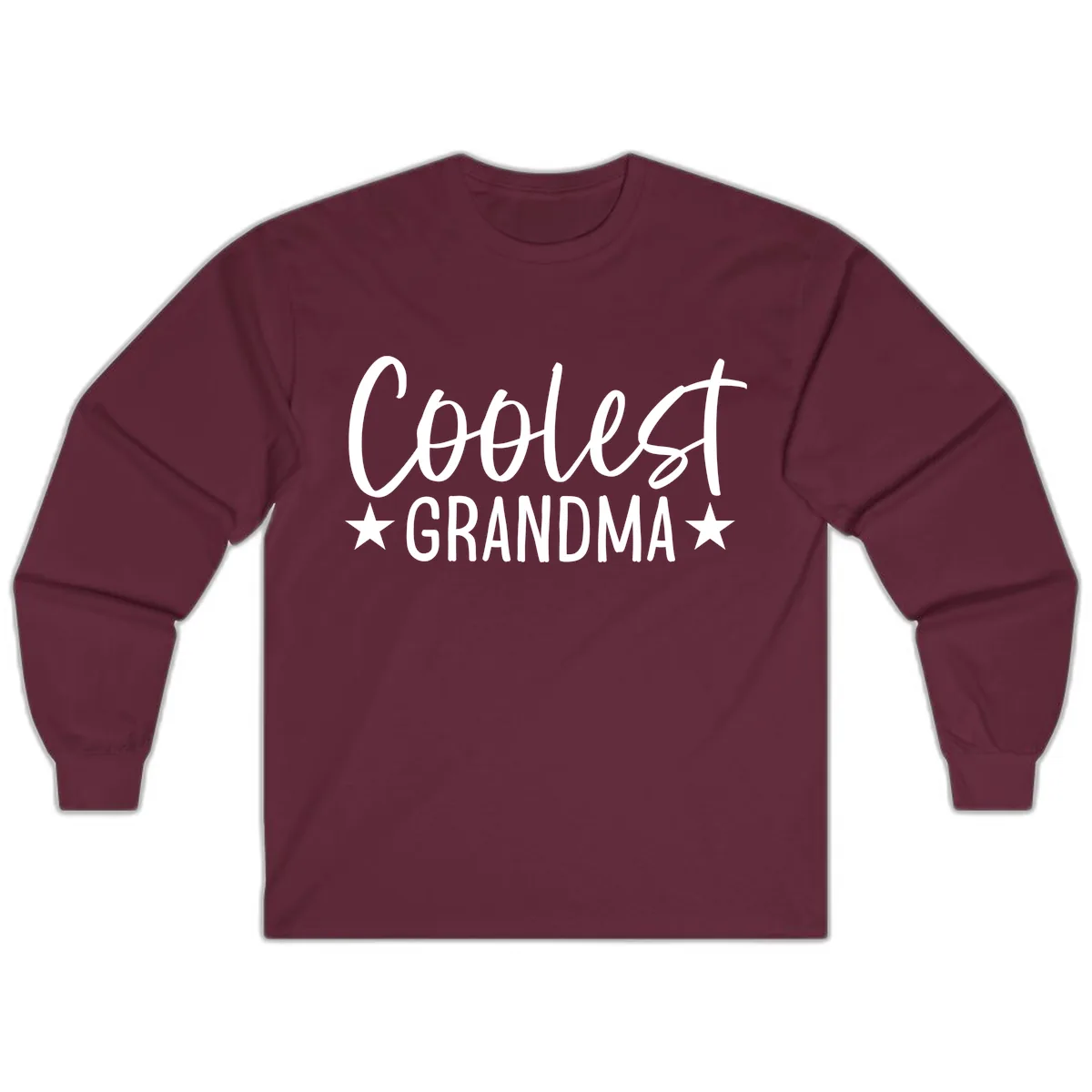 Coolest Grandma Typography Design Long Sleeve in Maroon
