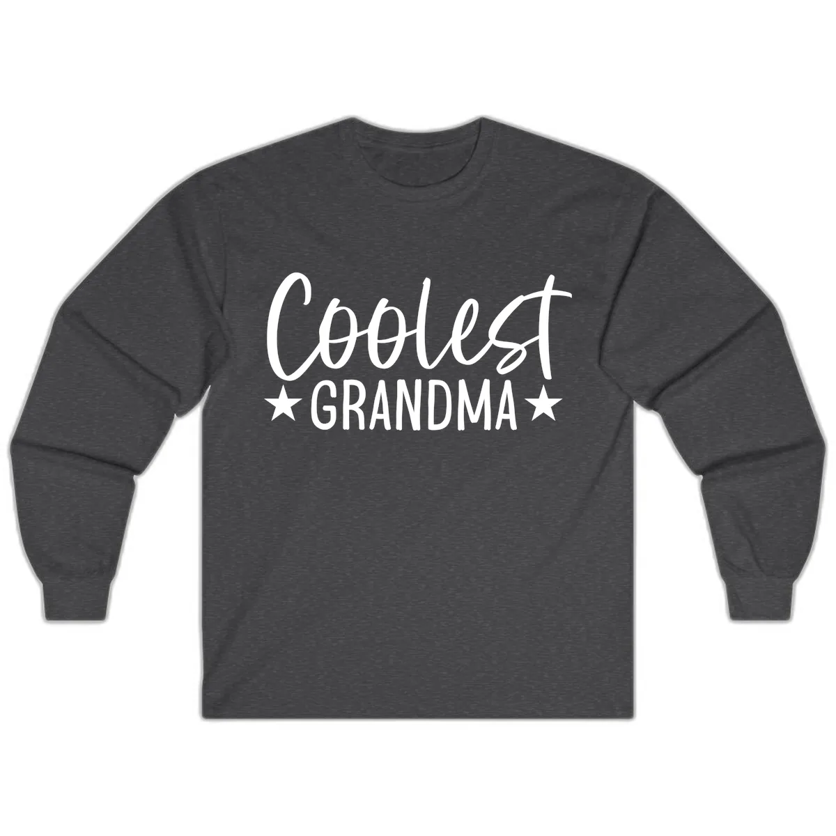 Coolest Grandma Typography Design Long Sleeve in Dark Heather