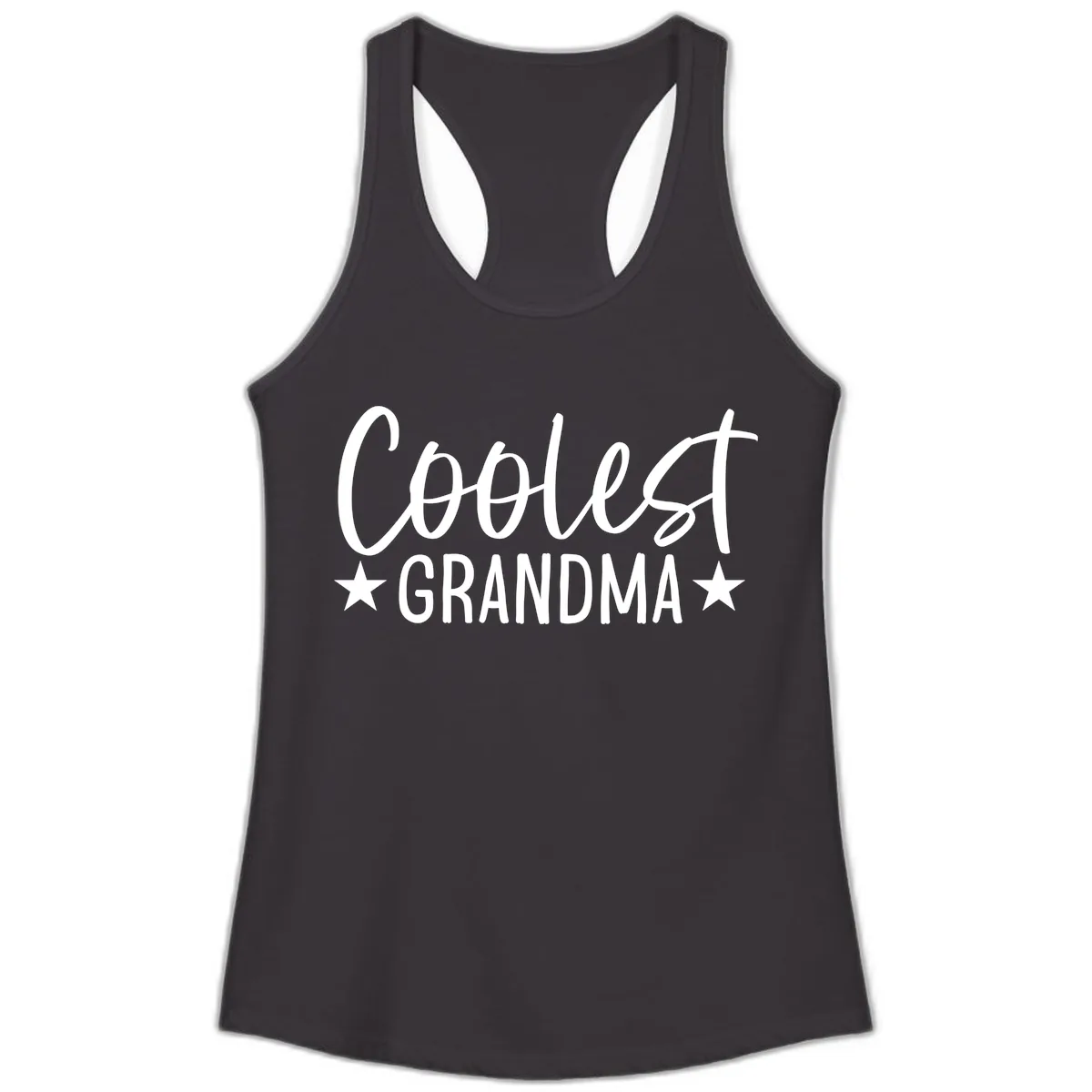 Coolest Grandma Typography Design Ladies Tank in Black