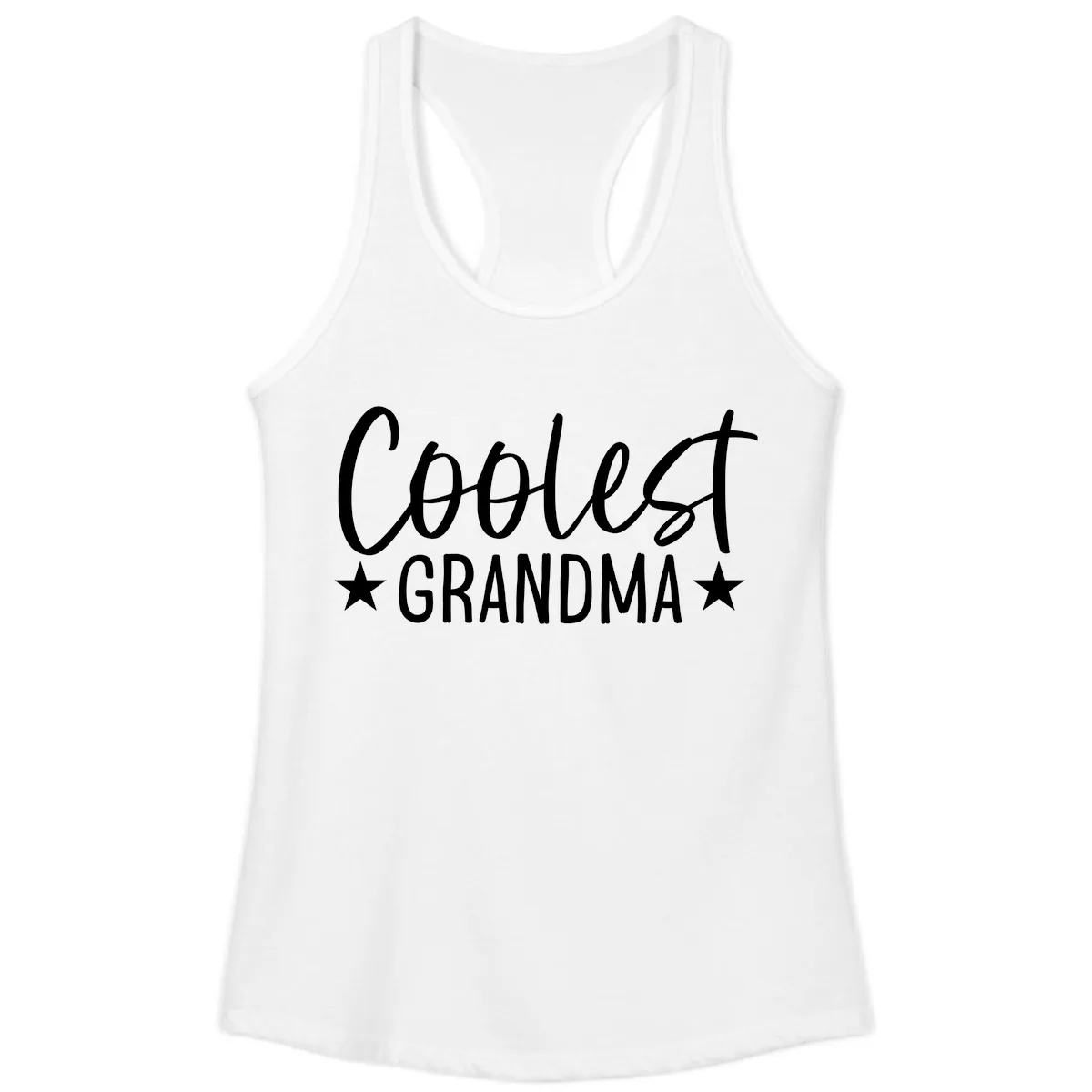 Coolest Grandma Typography Design Ladies Tank in White