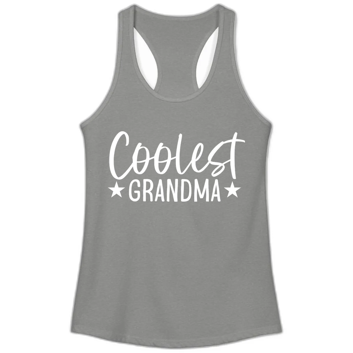 Coolest Grandma Typography Design Ladies Tank in Heather Grey