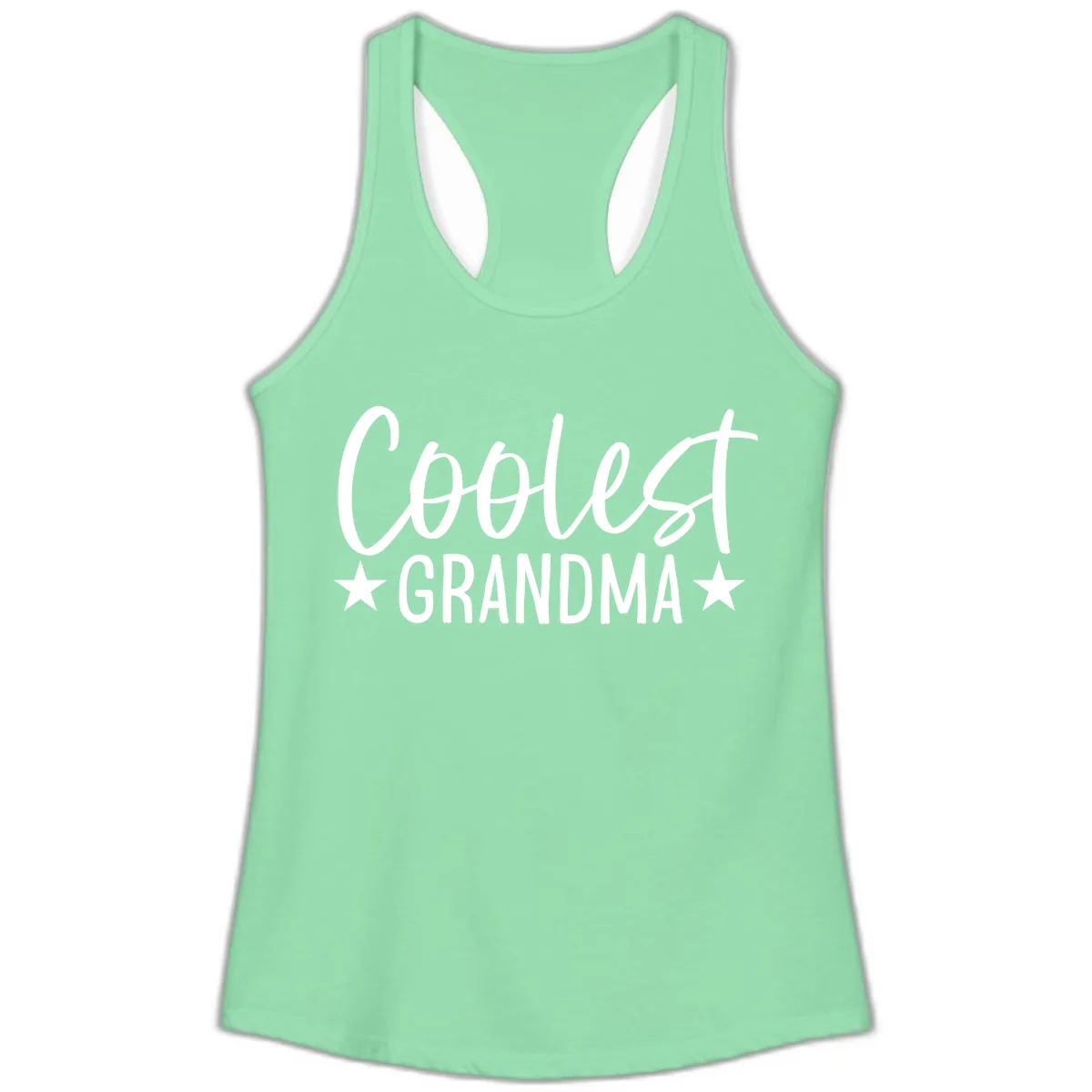 Coolest Grandma Typography Design Ladies Tank in Solid Mint