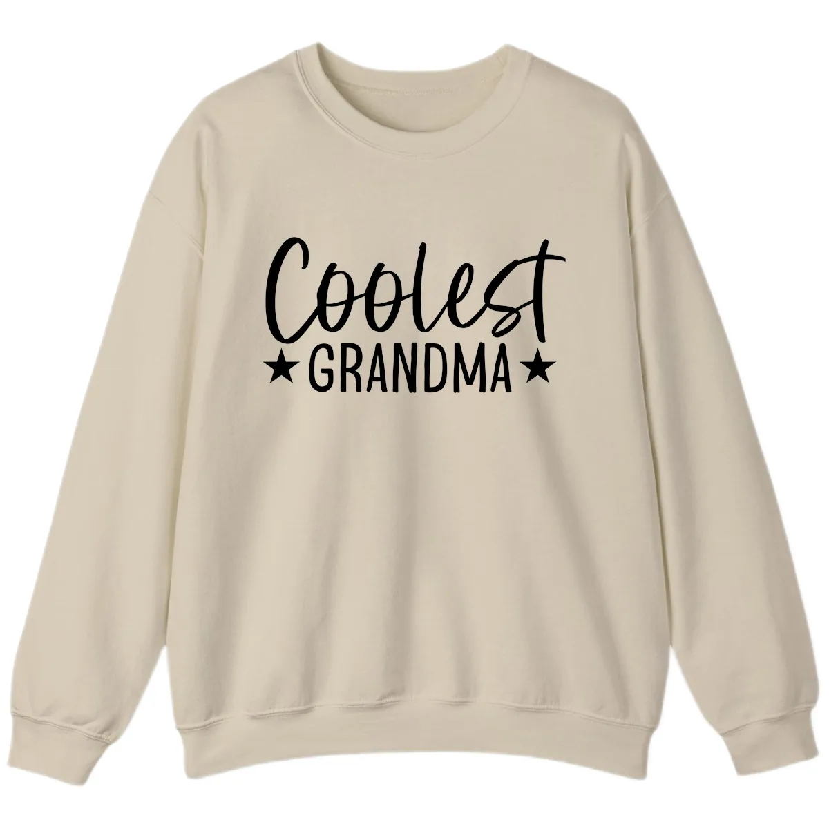 Coolest Grandma Typography Design Sweatshirt in Sand
