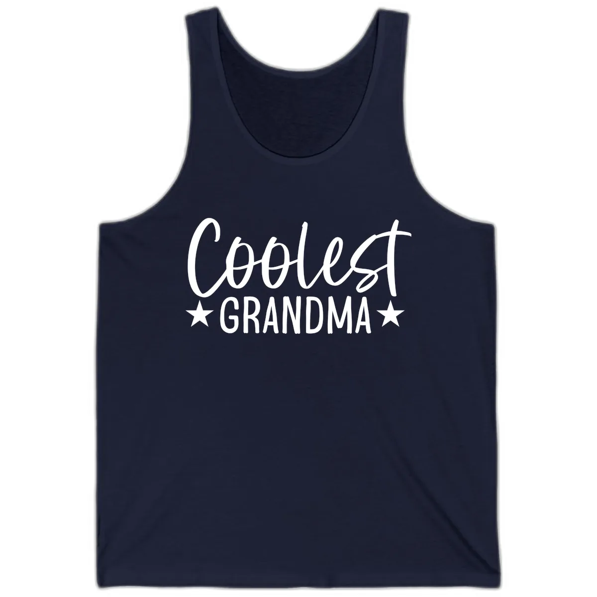 Coolest Grandma Typography Design Tank in Navy