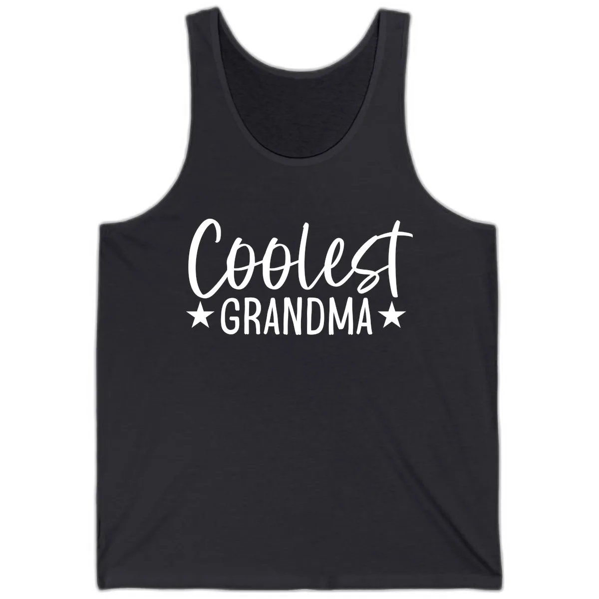 Coolest Grandma Typography Design Tank in Dark Grey
