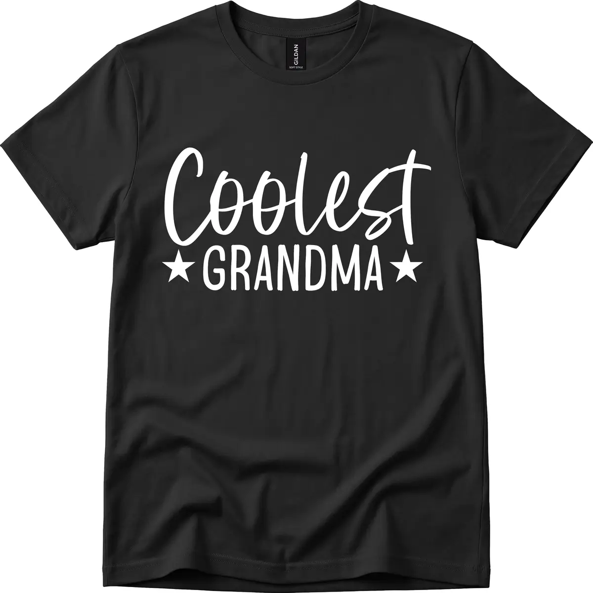 Coolest Grandma Typography Design T-Shirt in Black
