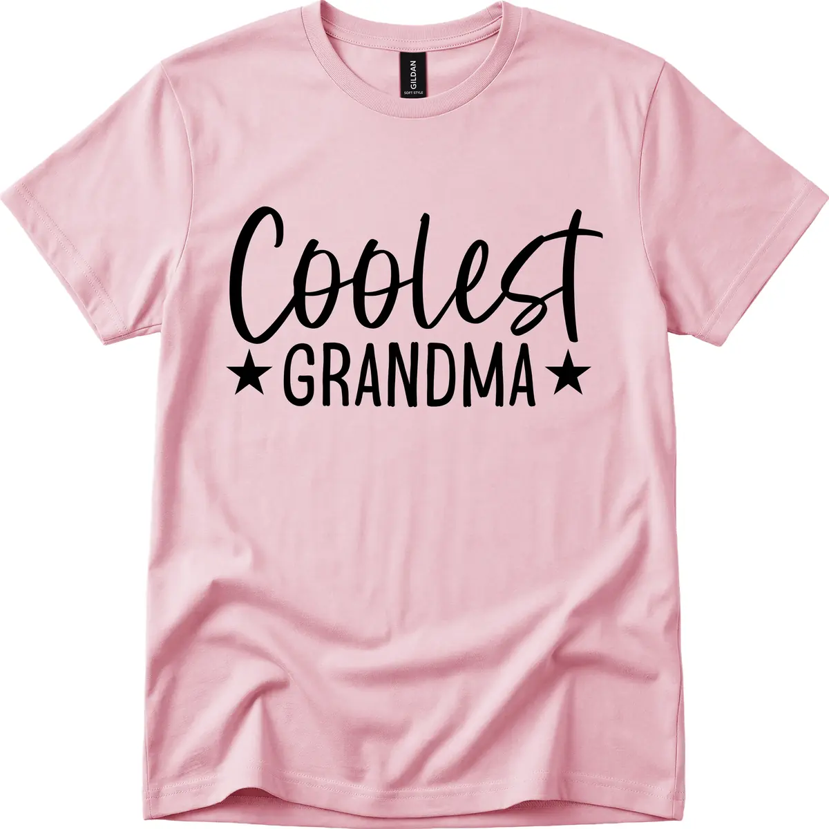 Coolest Grandma Typography Design T-Shirt in Light Pink