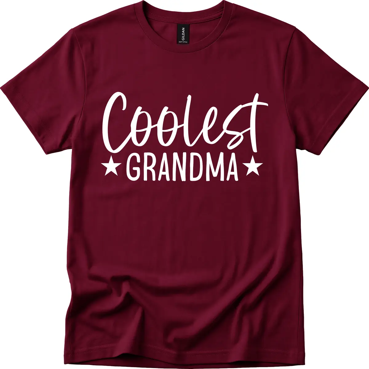 Coolest Grandma Typography Design T-Shirt in Maroon