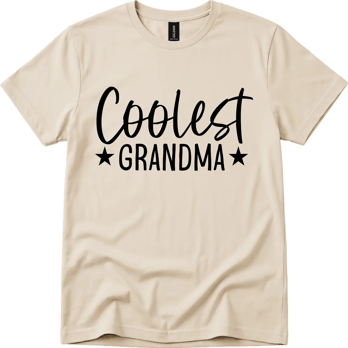 Coolest Grandma Typography Design T-Shirt in Sand