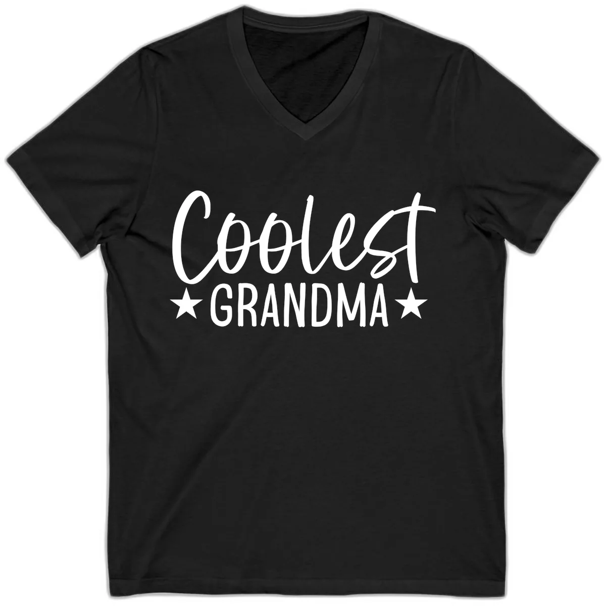 Coolest Grandma Typography Design V-Neck in Black
