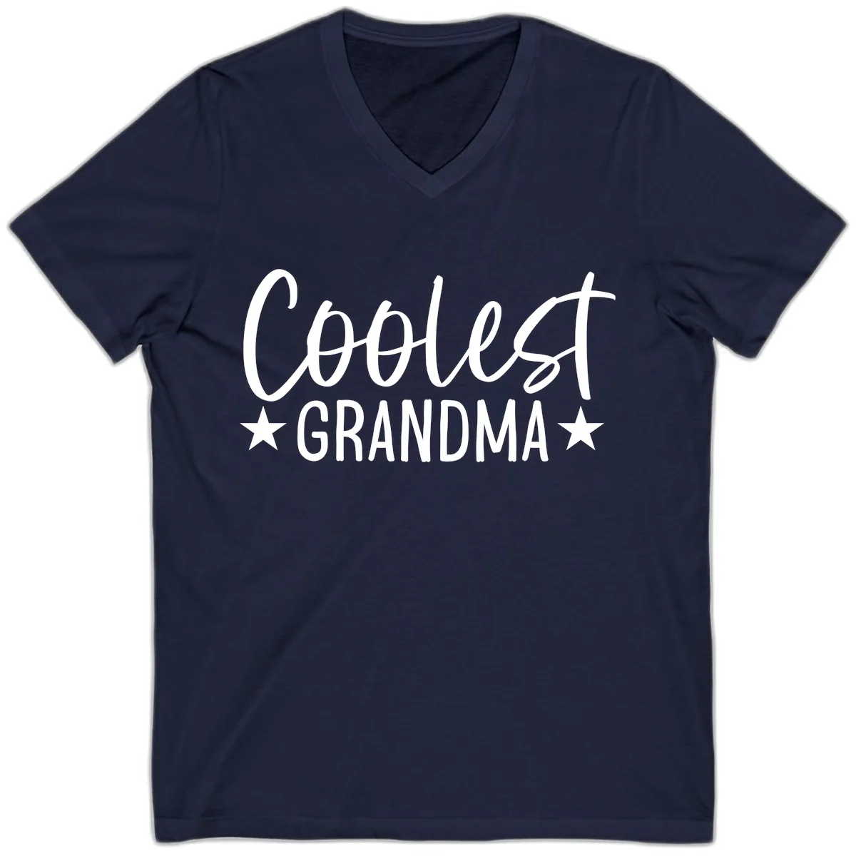 Coolest Grandma Typography Design V-Neck in Navy
