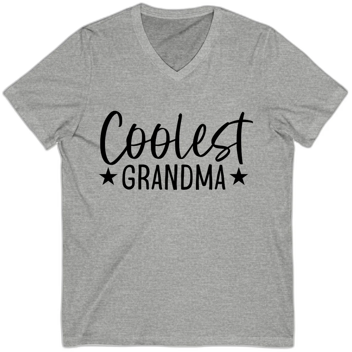 Coolest Grandma Typography Design V-Neck in Athletic Heather