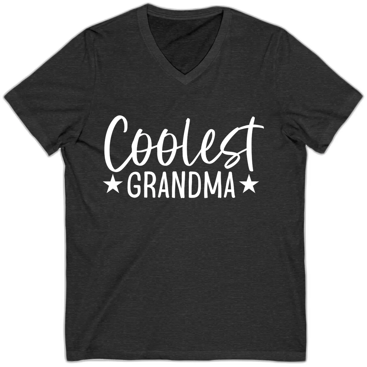 Coolest Grandma Typography Design V-Neck in Dark Grey Heather